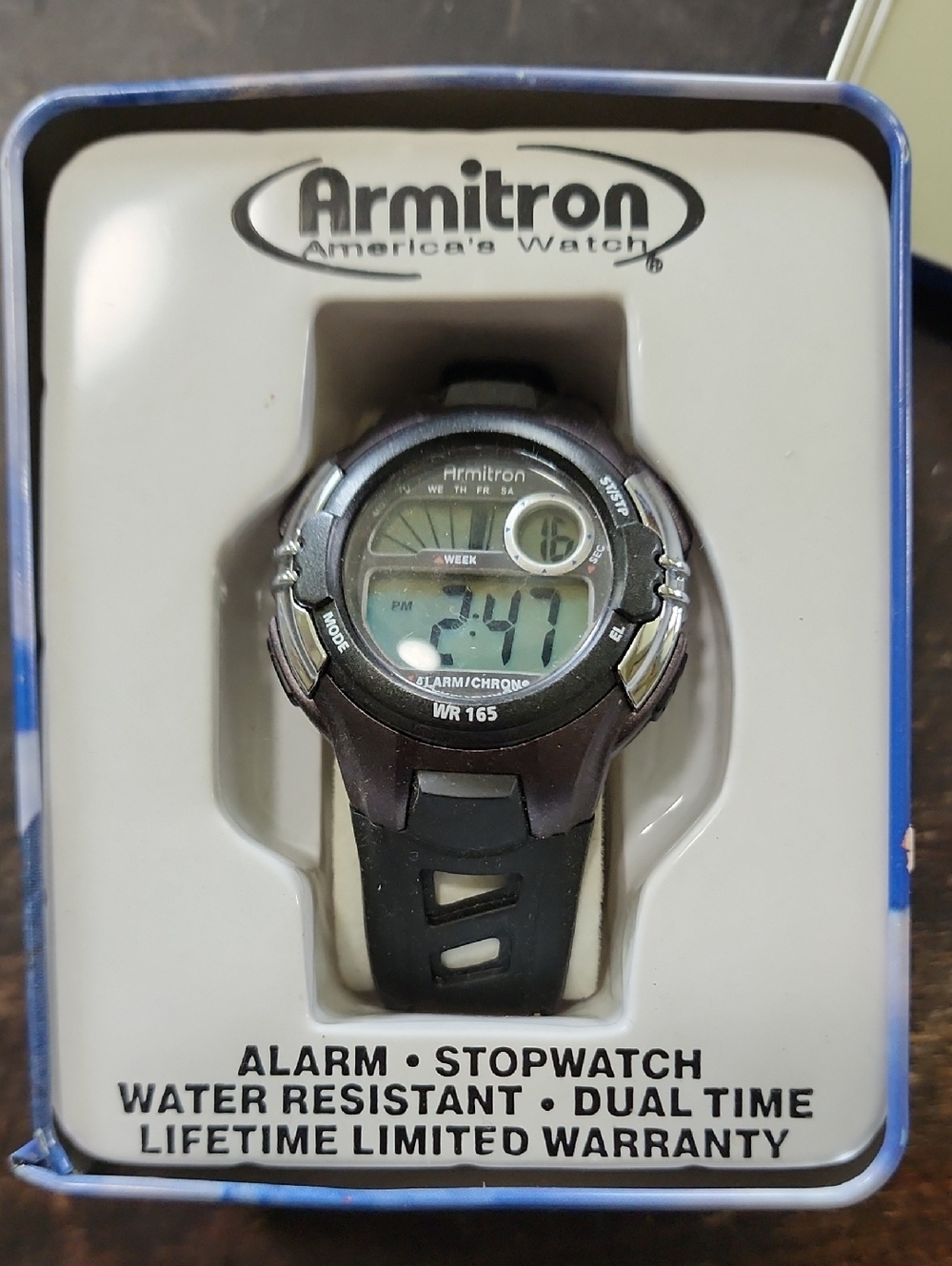 Armitron Black Digital Sport Watch with Silver Accents With Original Tin Package